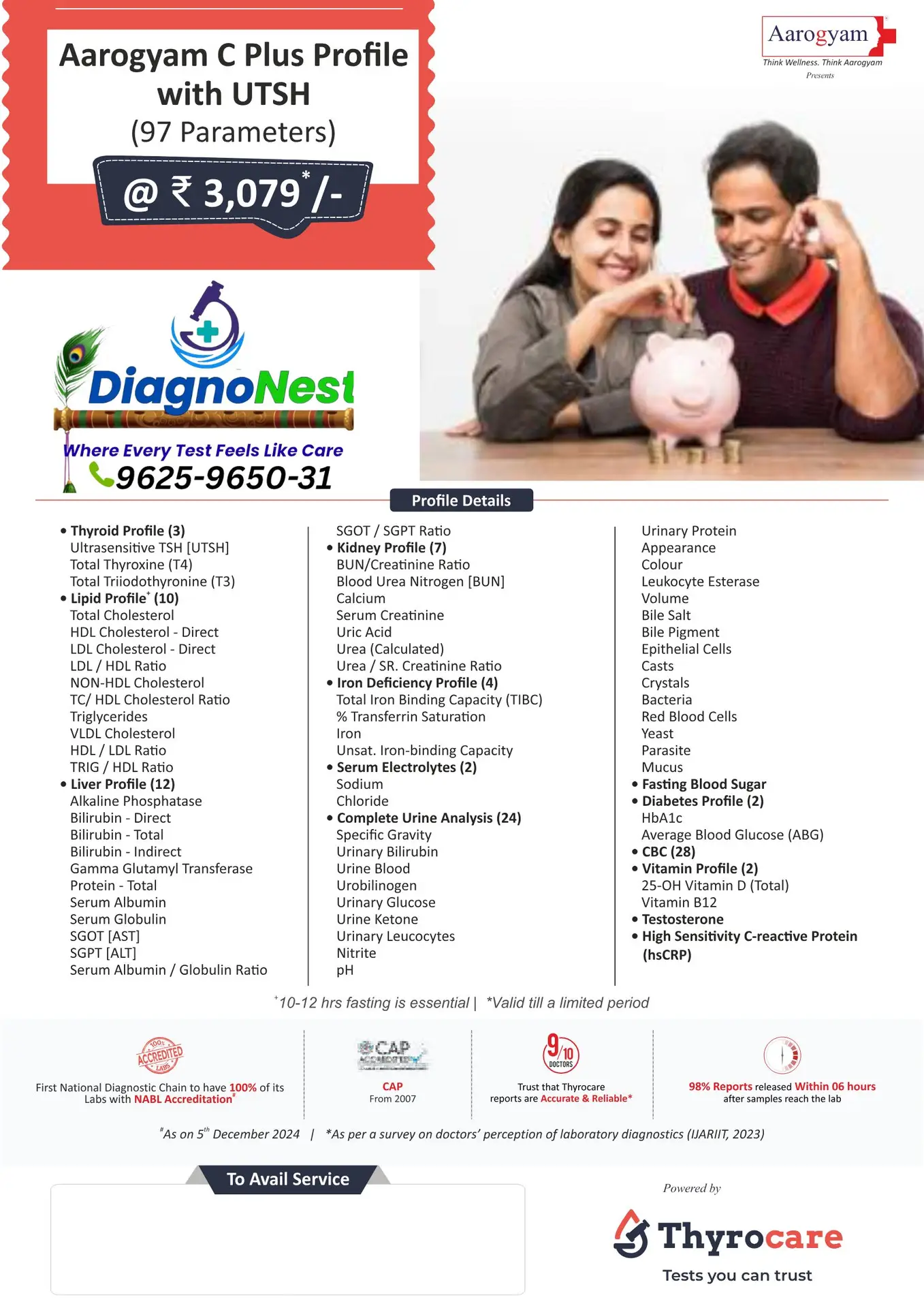Thyrocare Lab- AAROGYAM C Plus Packages- Full Body Test